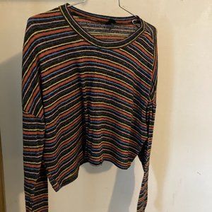 Long Sleeve Cropped Striped Top